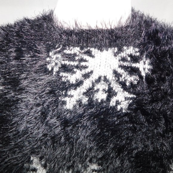 TOPSHOP Womens 4 Black White Snowflake Eyelash Furry Sweater - Picture 5 of 8